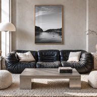 El Nido black & white photo poster of Philippines – vertical wall art in natural wood frame, hanging on wall