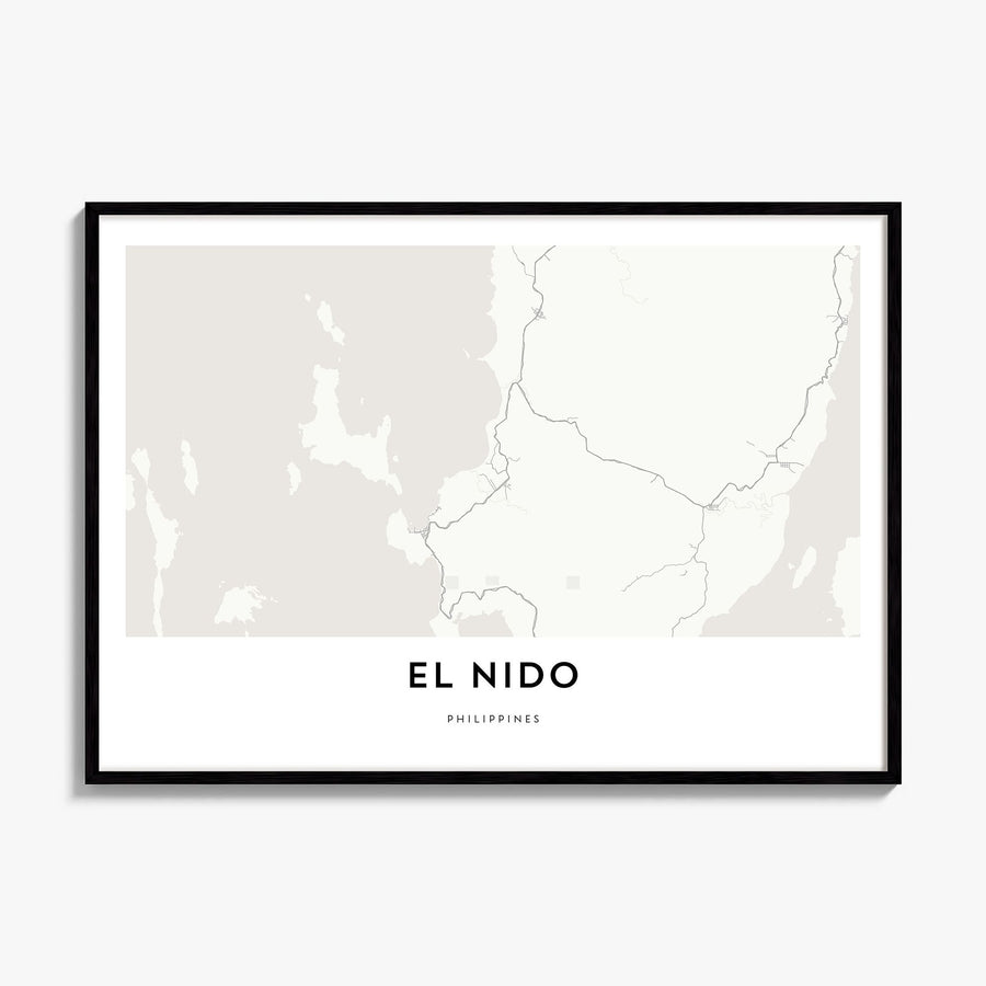 El Nido Map Poster, framed poster mockup