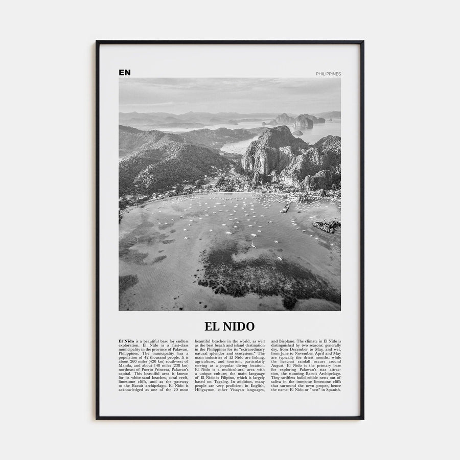 El Nido Poster None / 8x12 in Nbourhood Travel B&W Poster