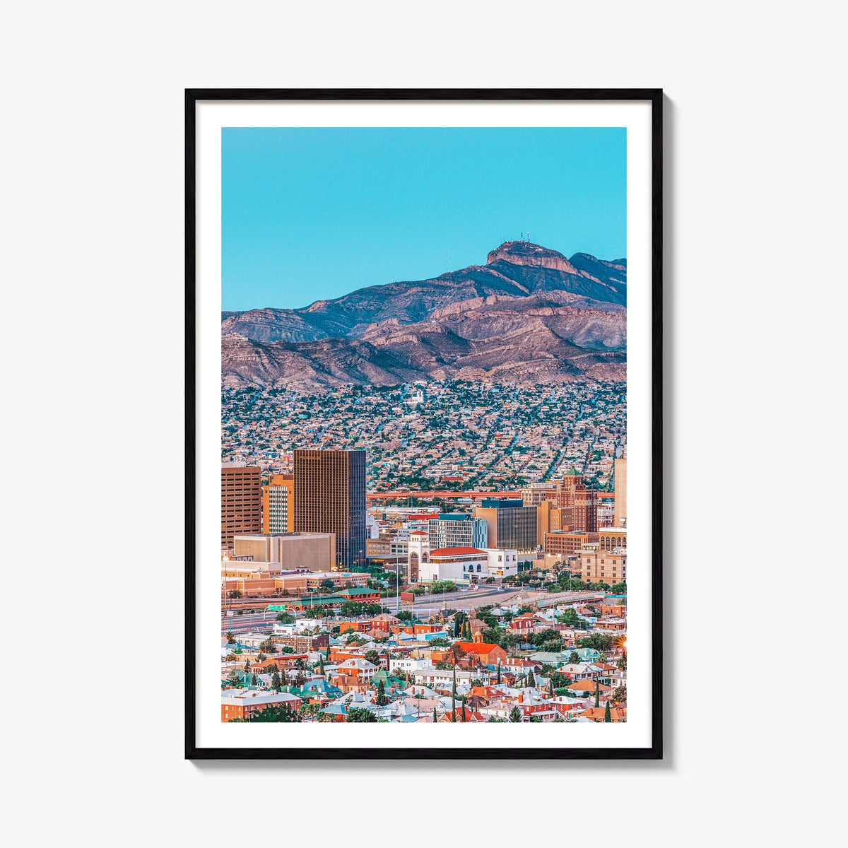 El Paso colorful photo poster of Texas, USA – vertical wall art, unframed print shown in interior mockup