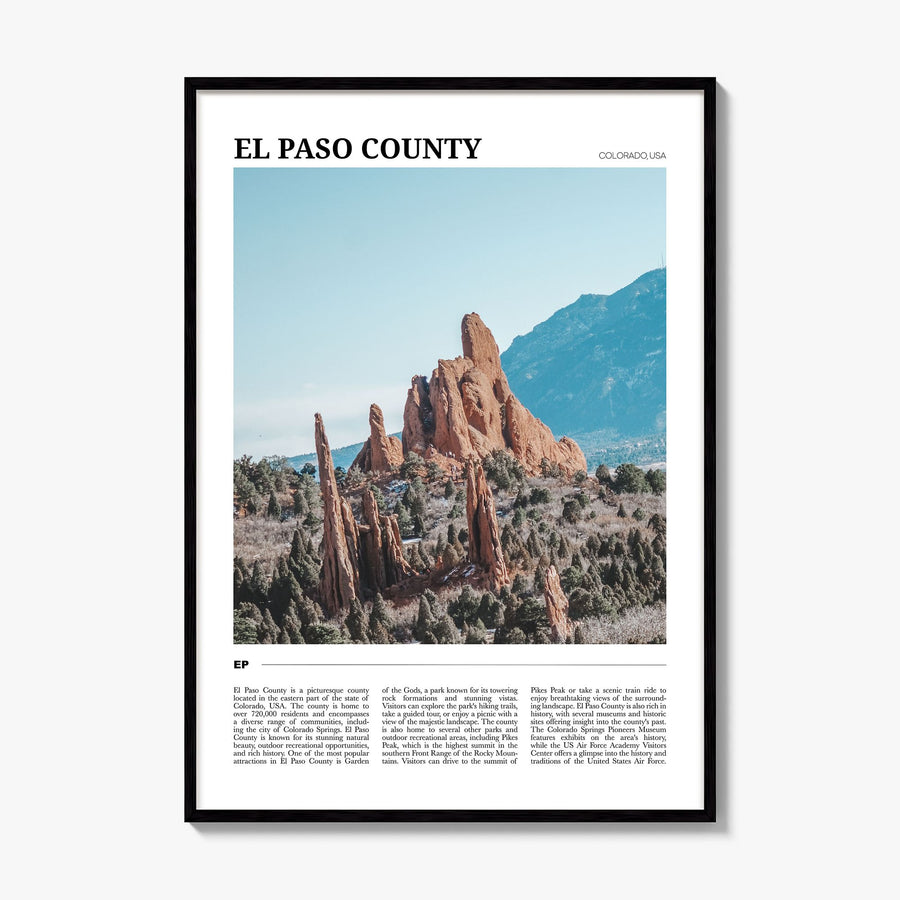 El Paso County Travel Poster, framed poster mockup