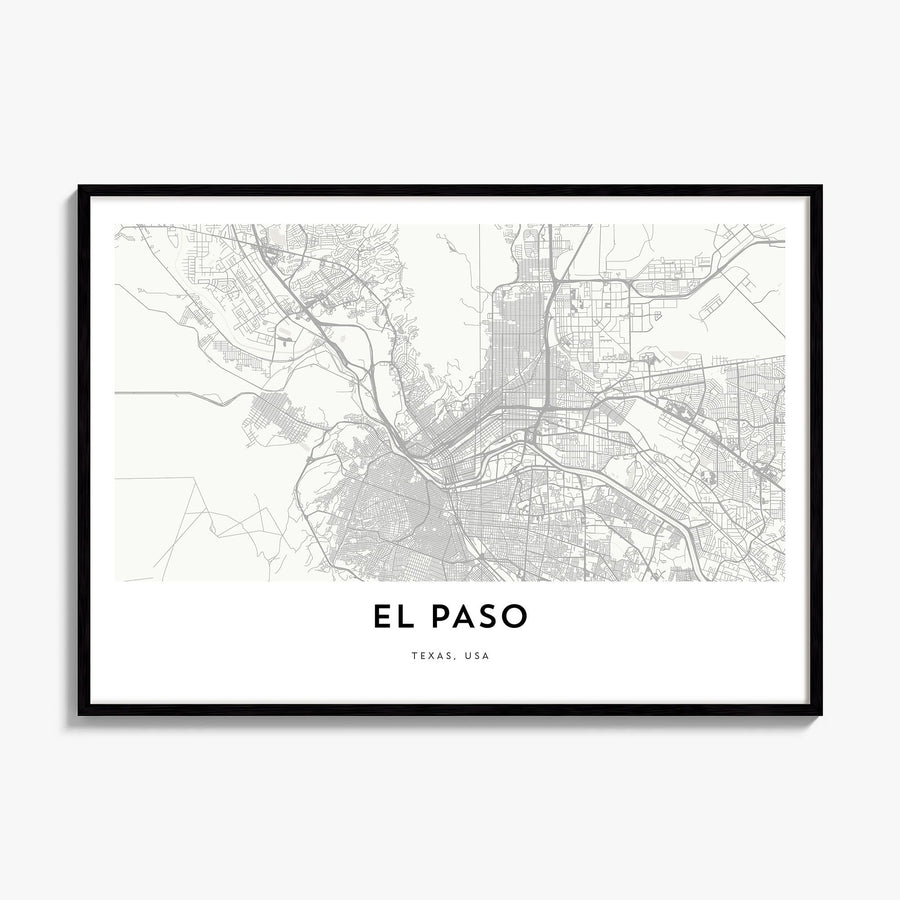 El Paso Map Poster, framed poster mockup