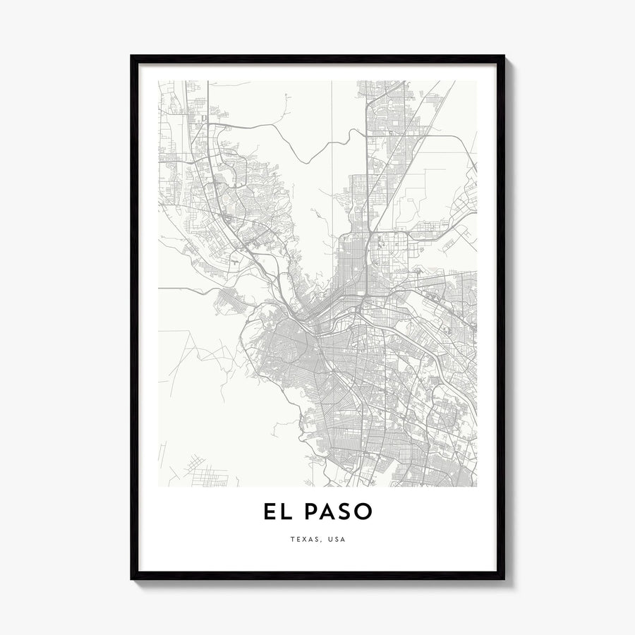 El Paso Map Poster, framed poster mockup