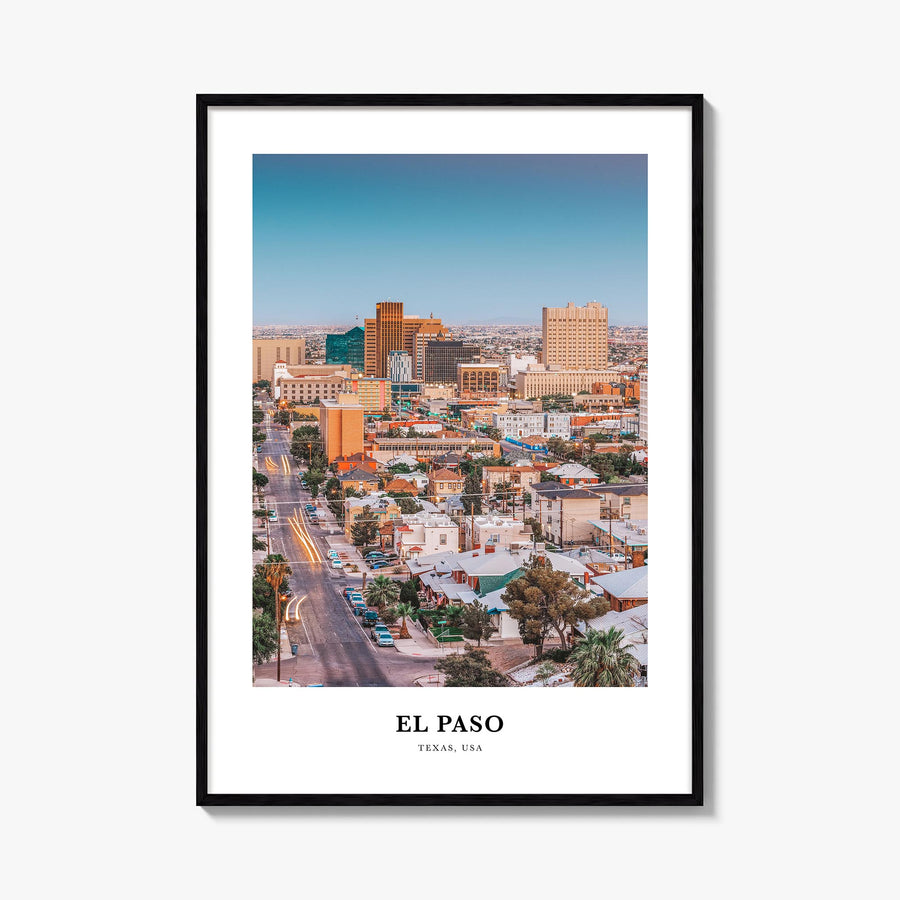 El Paso no. 1 colorful classic poster of Texas, USA – vertical wall art, unframed print shown in interior mockup