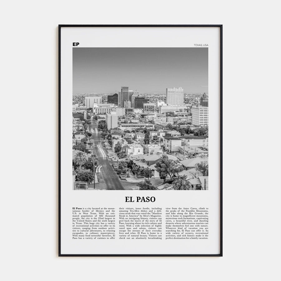 El Paso No 1 Poster None / 8x12 in Nbourhood Travel B&W Poster