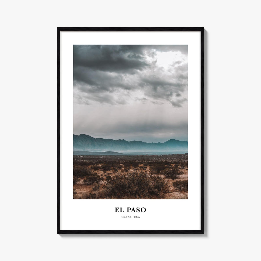 El Paso no. 2 colorful classic poster of Texas, USA – vertical wall art, unframed print shown in interior mockup