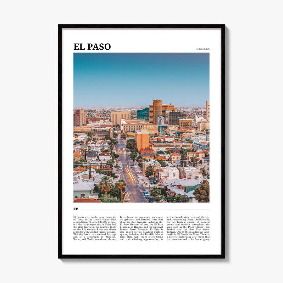 El Paso Travel No 1 Poster, framed poster mockup