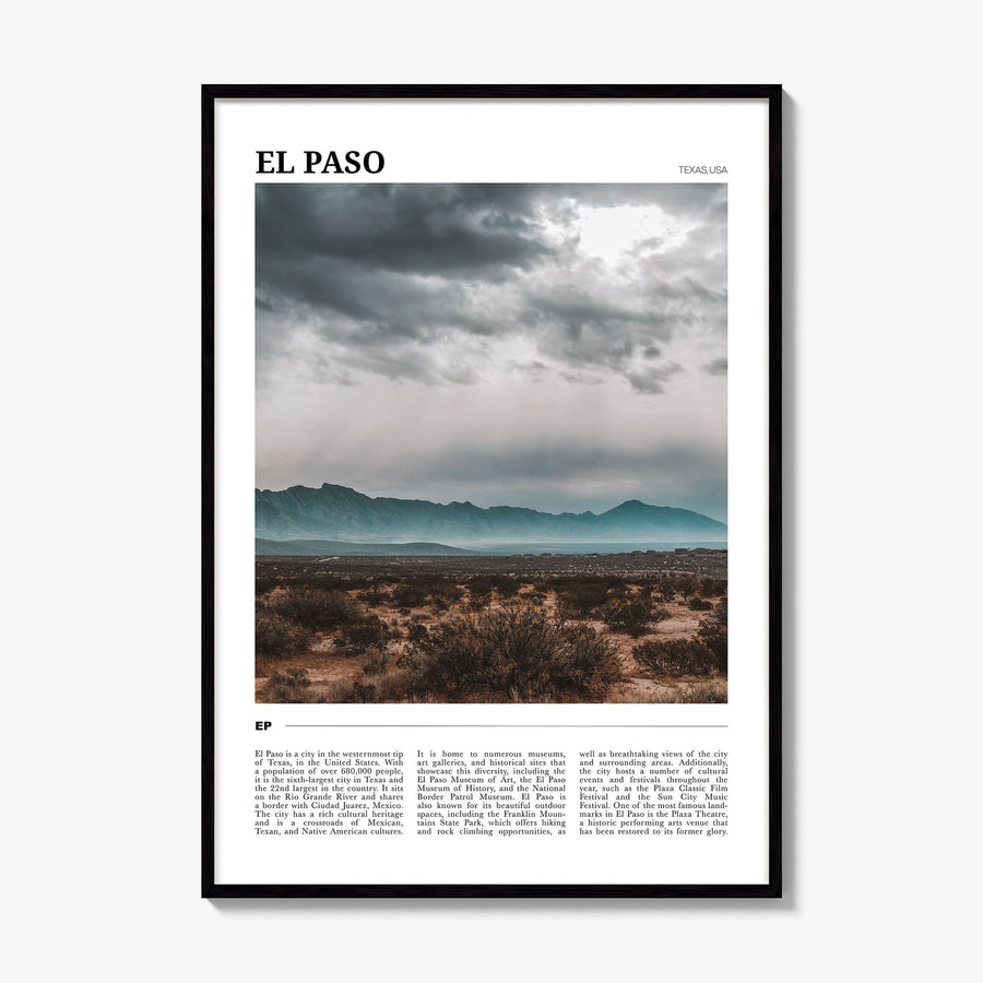 El Paso Travel No 2 Poster, framed poster mockup