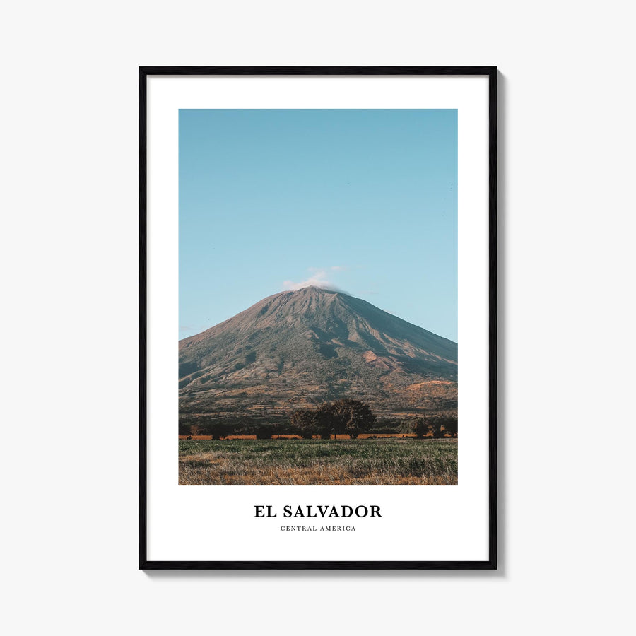 El Salvador colorful classic poster of Central America – vertical wall art, unframed print shown in interior mockup