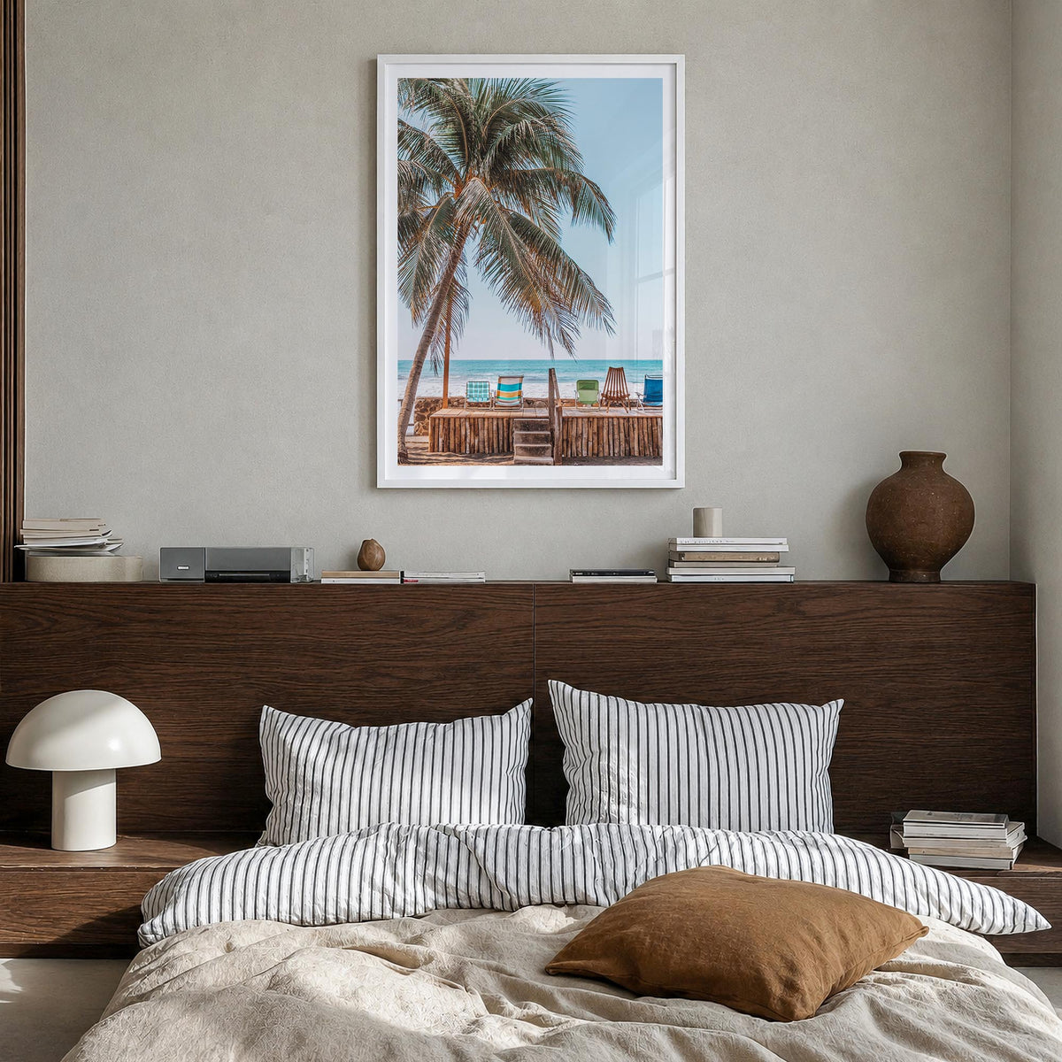 El Salvador no. 1 colorful photo poster of Central America – vertical wall art in white wood frame with white border, hanging