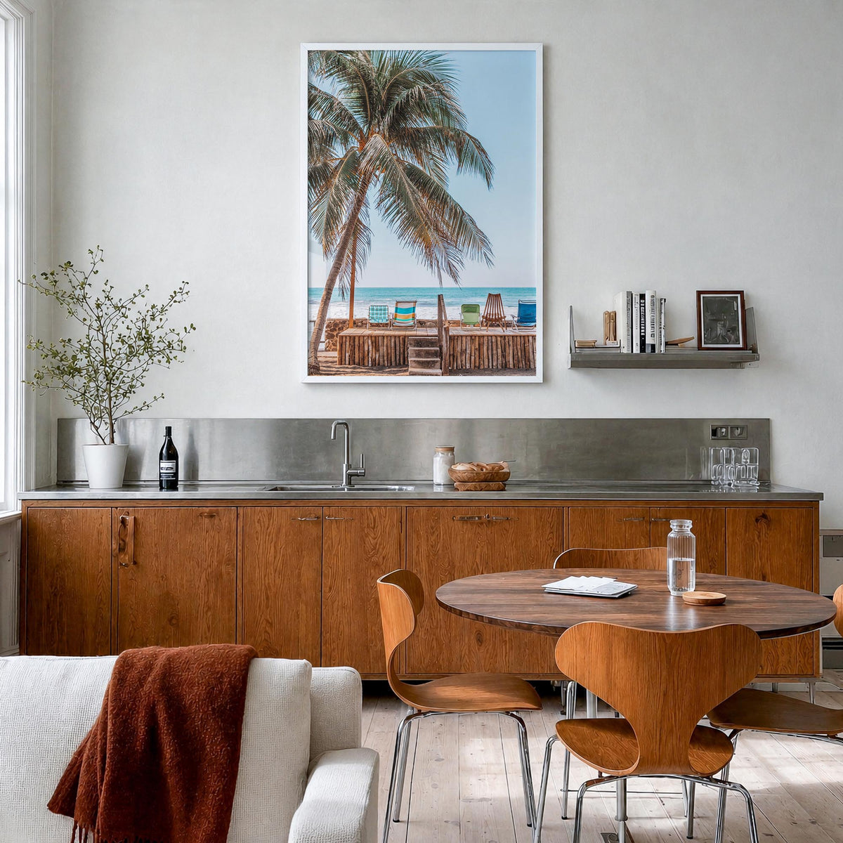 El Salvador no. 1 colorful photo poster of Central America – vertical wall art in white wood frame, hanging on wall
