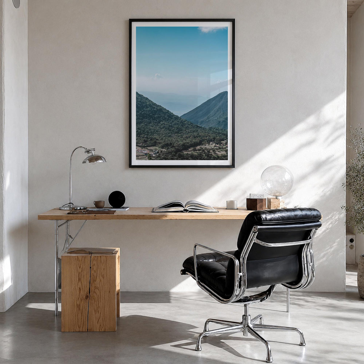 El Salvador no. 2 colorful photo poster of Central America – vertical wall art in black wood frame with white border, hanging