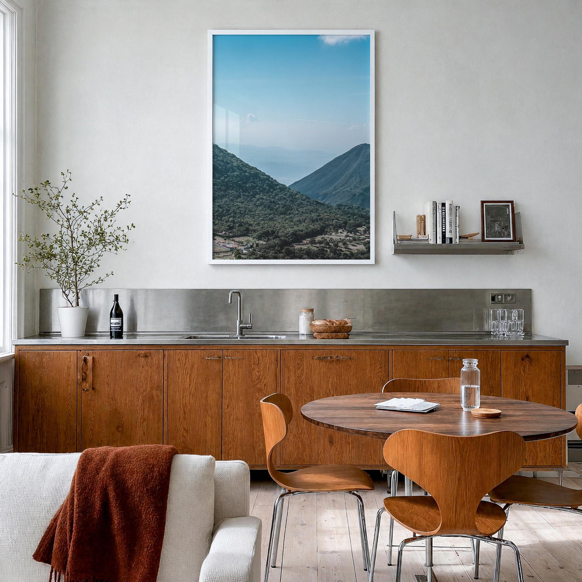 El Salvador no. 2 colorful photo poster of Central America – vertical wall art in white wood frame, hanging on wall