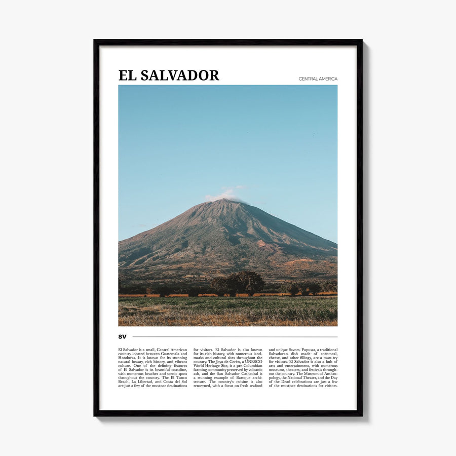 El Salvador Travel Poster, framed poster mockup