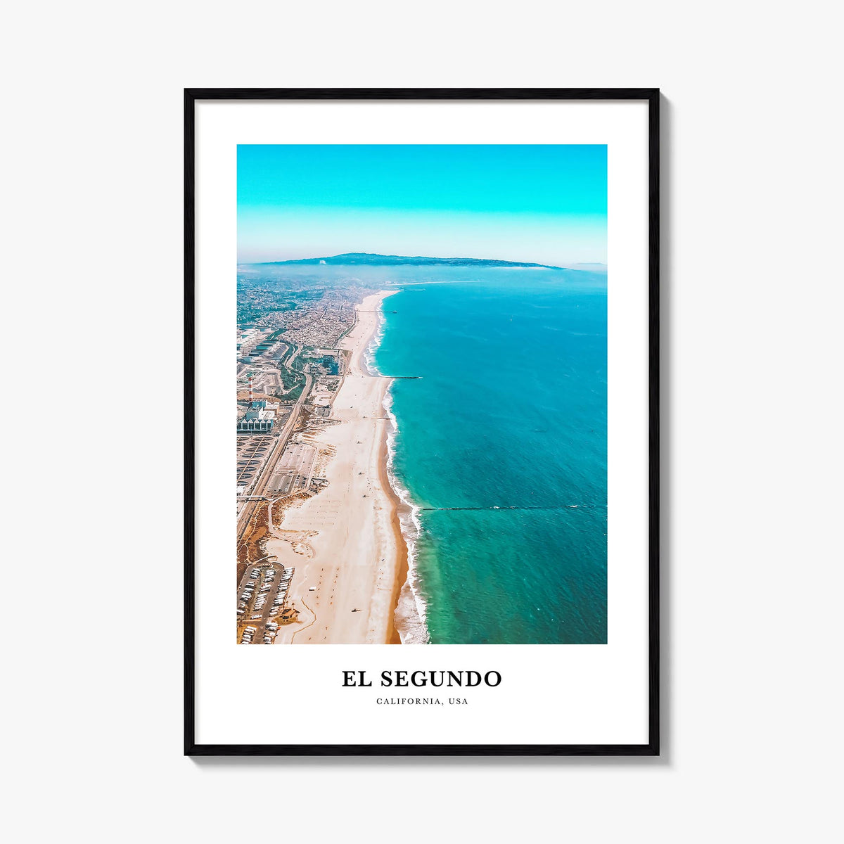 El Segundo colorful classic poster of California, USA – vertical wall art, unframed print shown in interior mockup