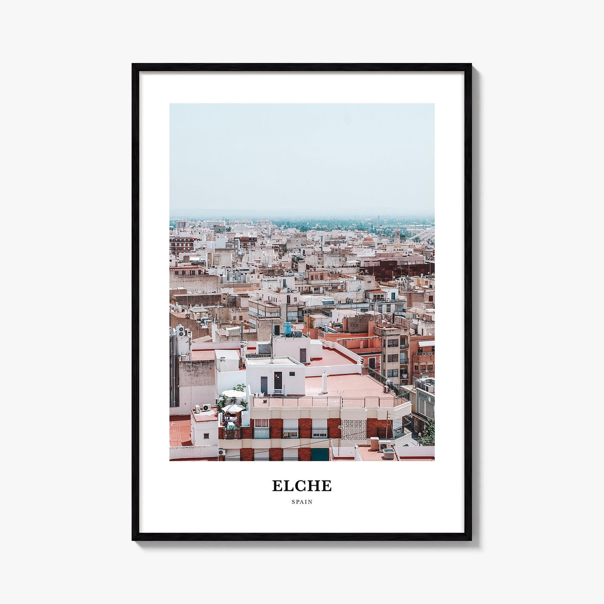 Elche colorful classic poster of Spain – vertical wall art, unframed print shown in interior mockup