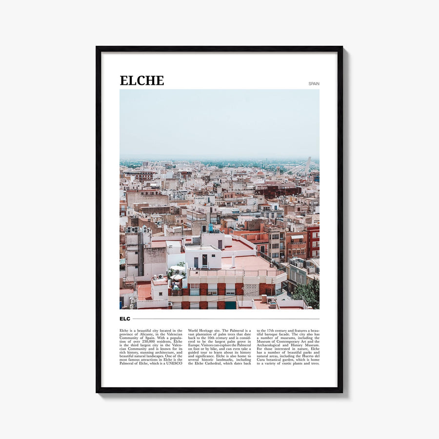 Elche colorful travel poster of Spain – vertical wall art, unframed print shown in interior mockup