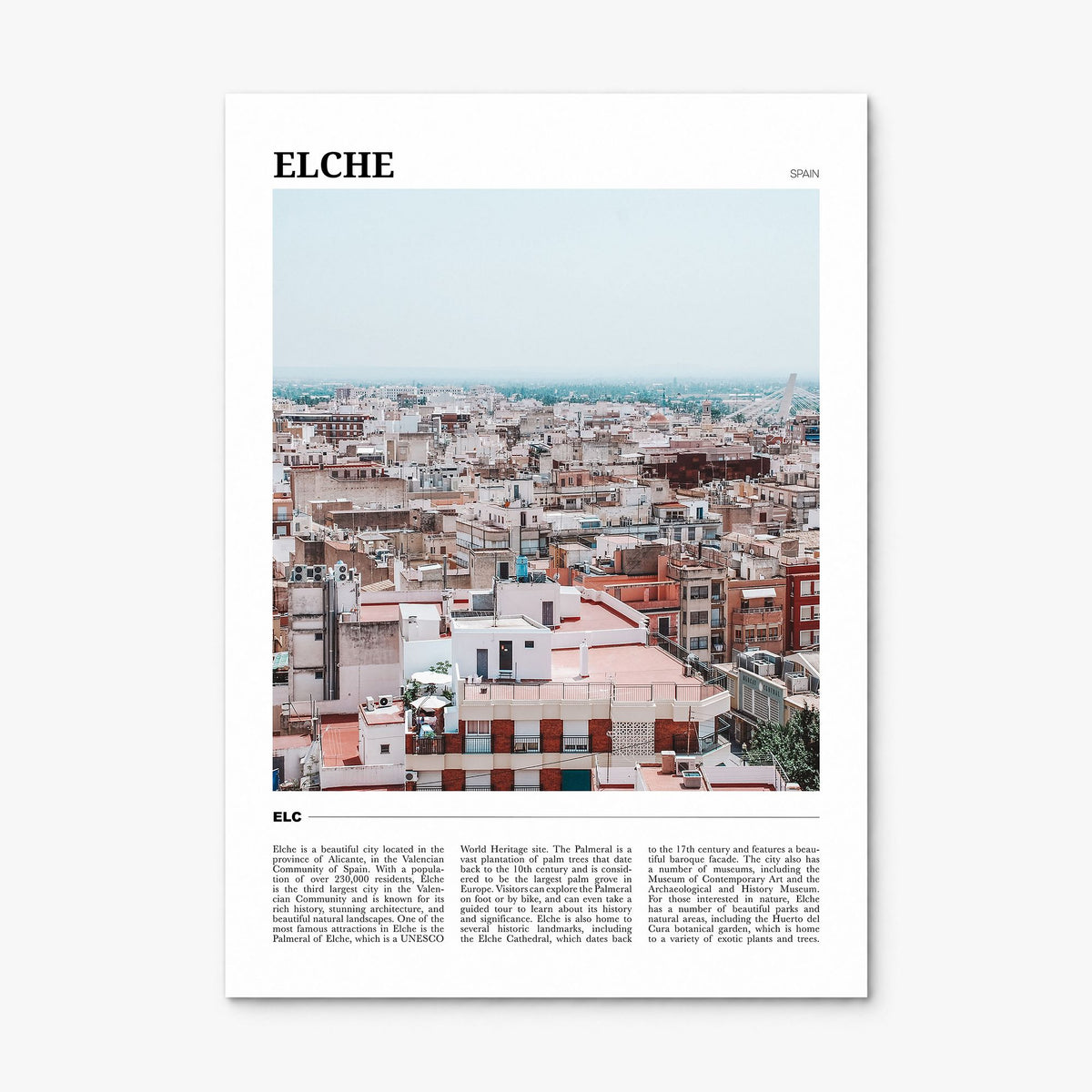 Elche Travel Poster, print only (unframed)