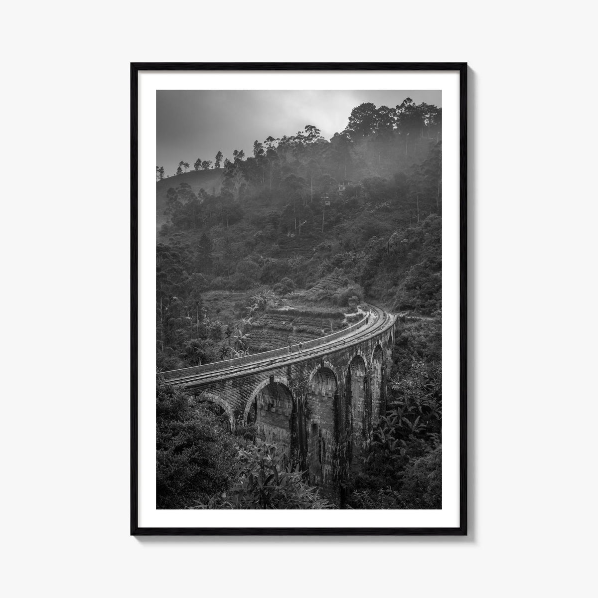 Ella Nine black & white photo poster of Sri Lanka – vertical wall art, unframed print shown in interior mockup