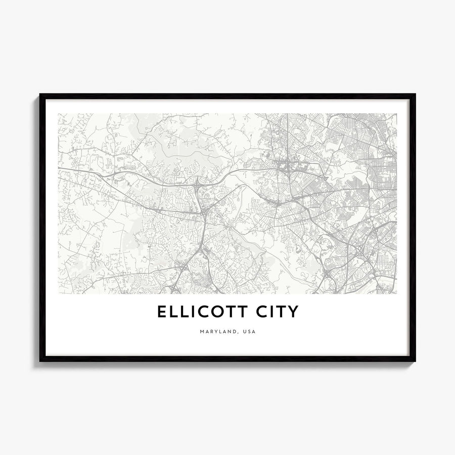 Ellicott City Map Poster, framed poster mockup
