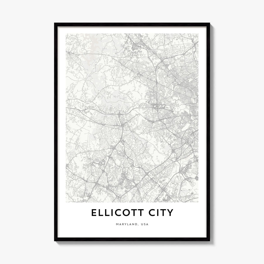 Ellicott City Map Poster, framed poster mockup