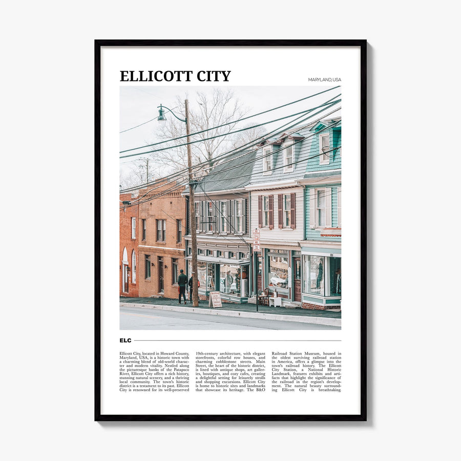 Ellicott City Travel Poster, framed poster mockup