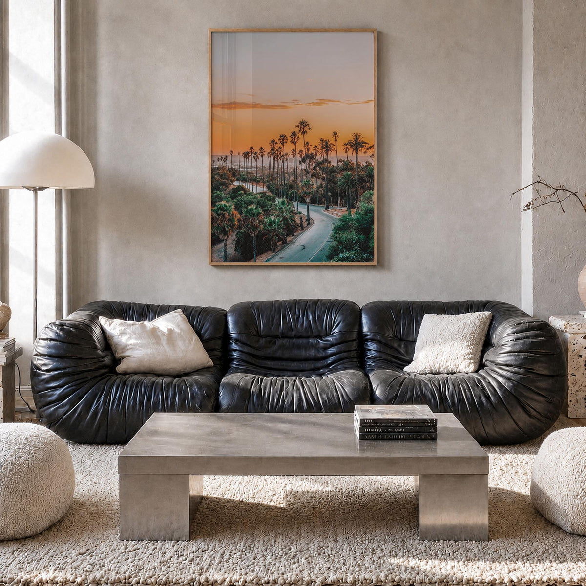 Elysian Park colorful photo poster of California, USA – vertical wall art in natural wood frame, hanging on wall