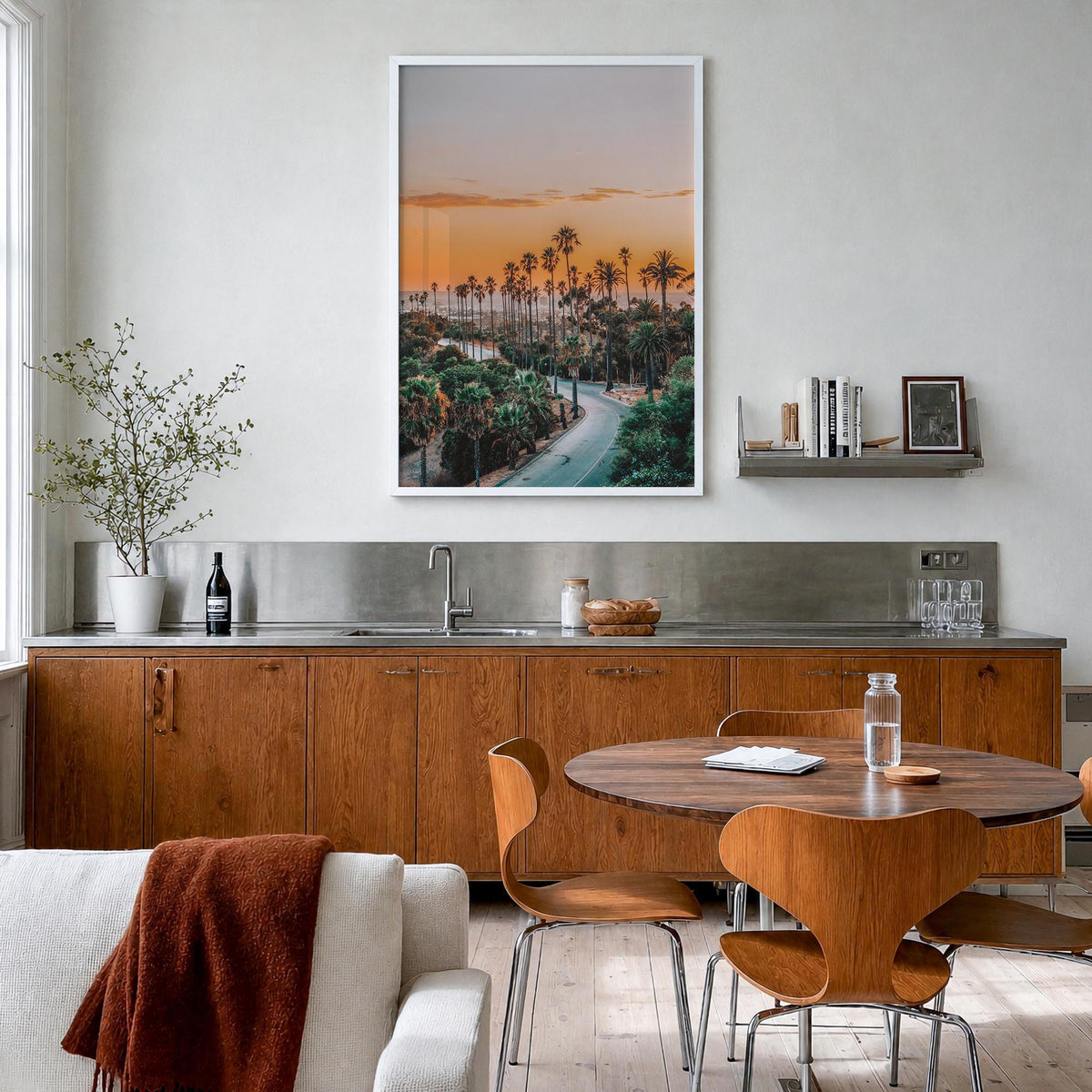 Elysian Park colorful photo poster of California, USA – vertical wall art in white wood frame, hanging on wall