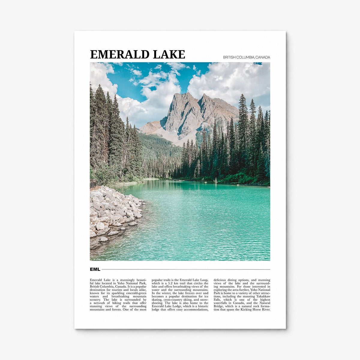 Emerald Lake Travel Poster, print only (unframed)