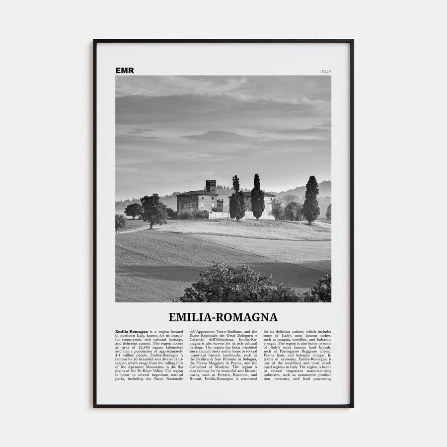 Emilia-Romagna Poster None / 8x12 in Nbourhood Travel B&W Poster