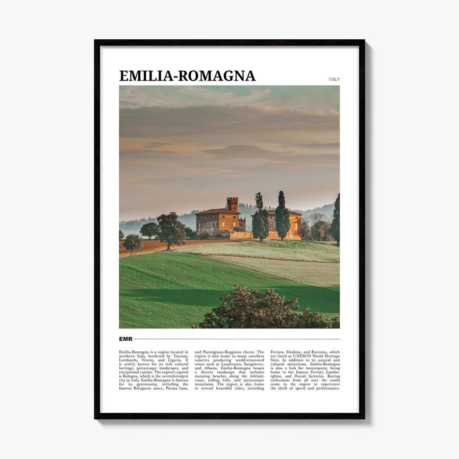 Emilia-Romagna Travel Poster, framed poster mockup