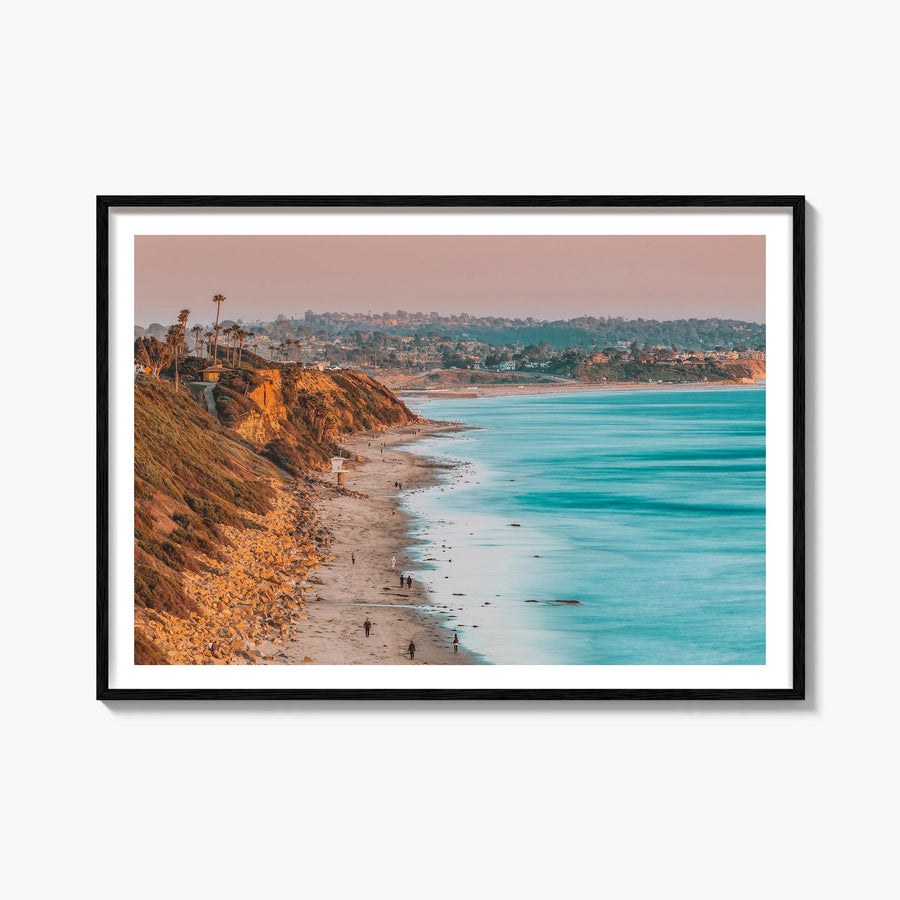Encinitas colorful photo poster of California, USA – horizontal wall art, unframed print shown in interior mockup
