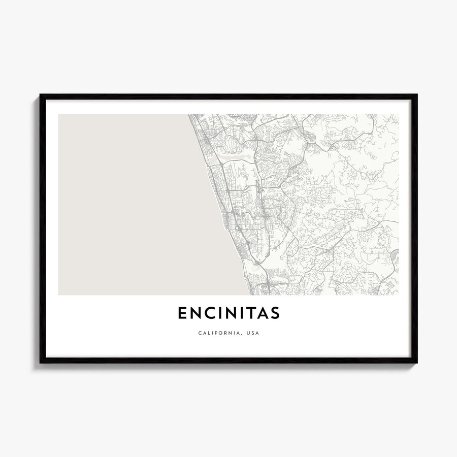 Encinitas Map Poster, framed poster mockup
