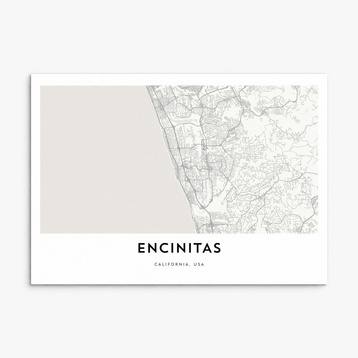 Encinitas Map Poster, print only (unframed)
