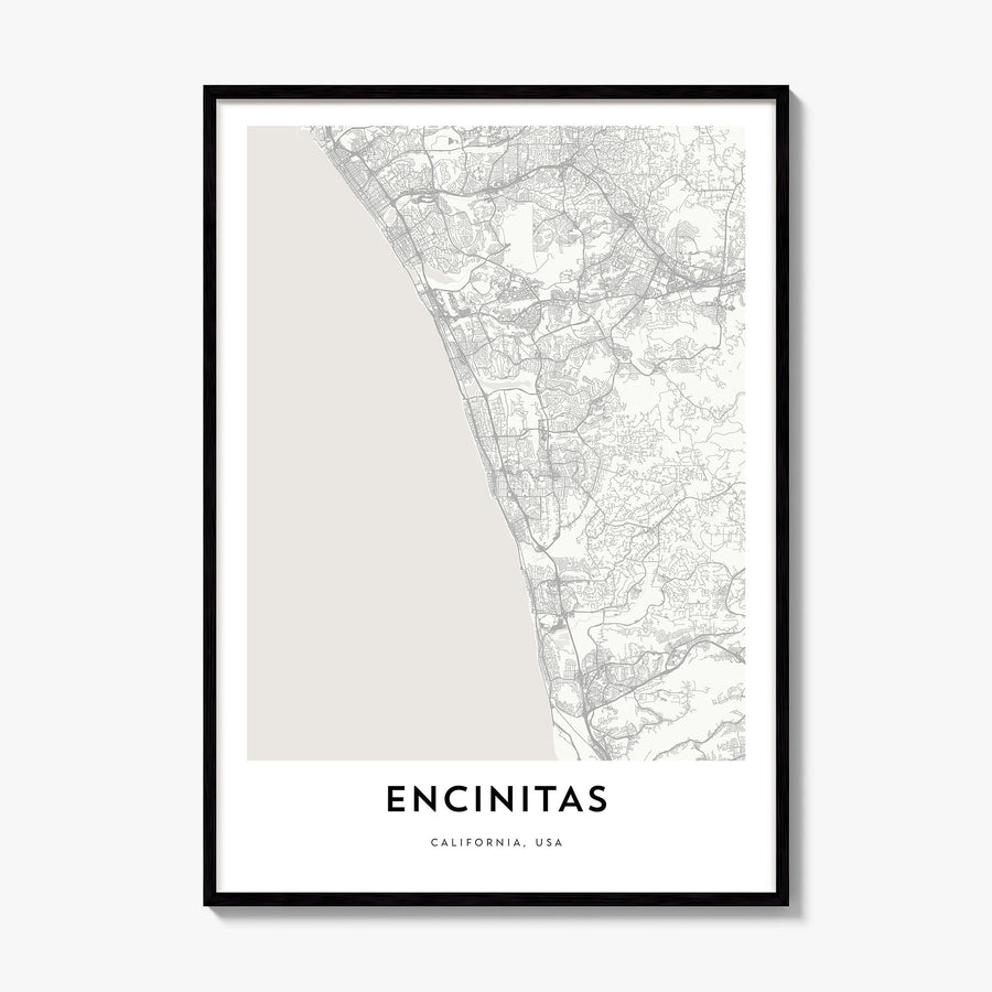Encinitas Map Poster, framed poster mockup