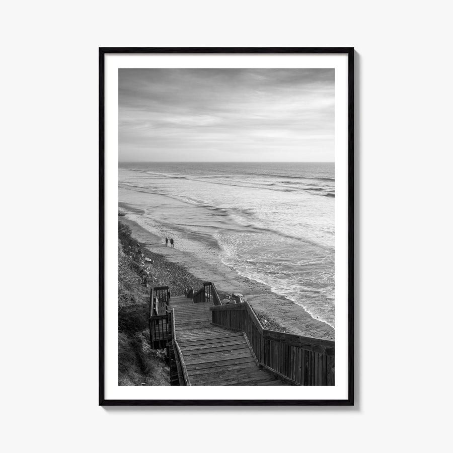 Encinitas no. 1 black & white photo poster of California, USA – vertical wall art, unframed print shown in interior mockup