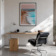 Encinitas no. 1 colorful photo poster of California, USA – vertical wall art in black wood frame with white border, hanging o