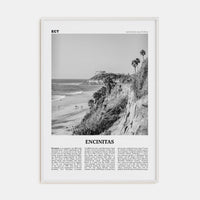 Encinitas No 1 Poster White Wood / 8x12 in Nbourhood Travel B&W Poster