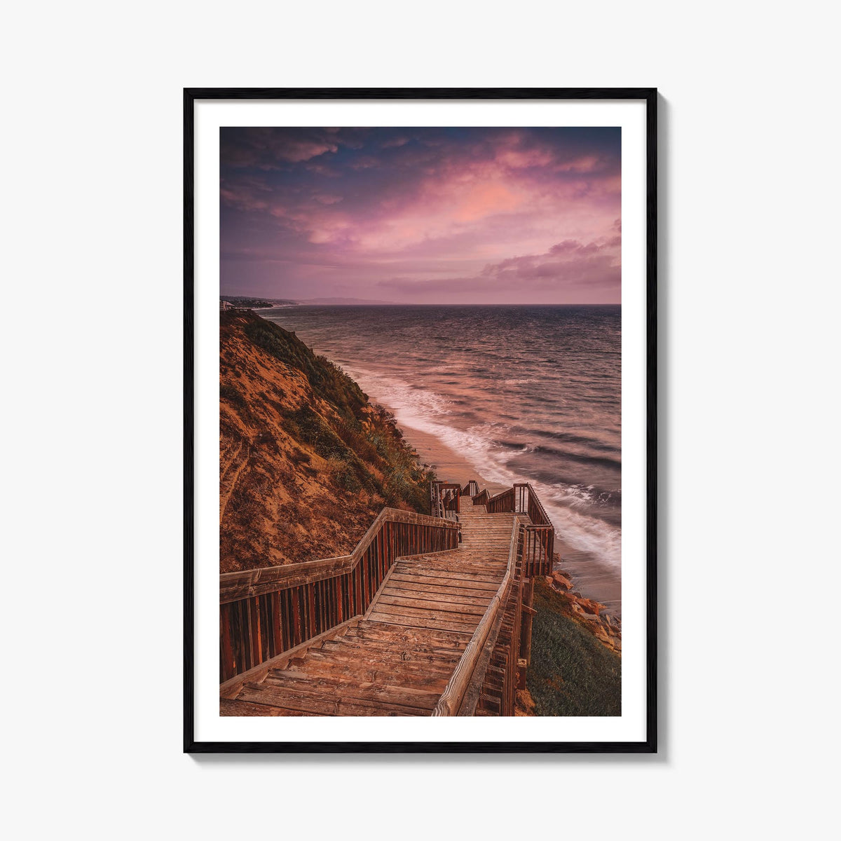 Encinitas no. 2 colorful photo poster of California, USA – vertical wall art, unframed print shown in interior mockup