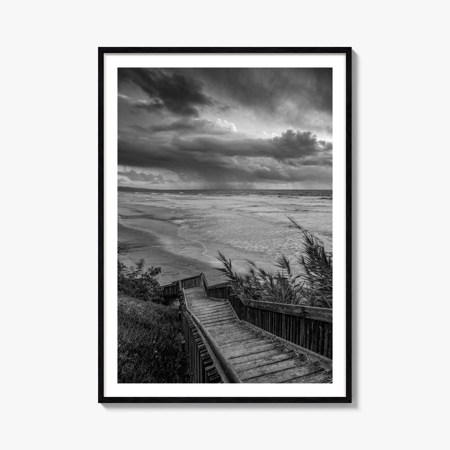 Encinitas no. 3 black & white photo poster of California, USA – vertical wall art, unframed print shown in interior mockup