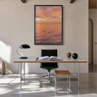 Encinitas no. 4 colorful photo poster of California, USA – vertical wall art in black wood frame, hanging on wall