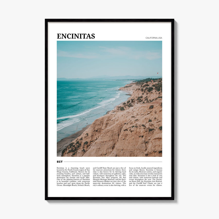 Encinitas Travel Poster, framed poster mockup