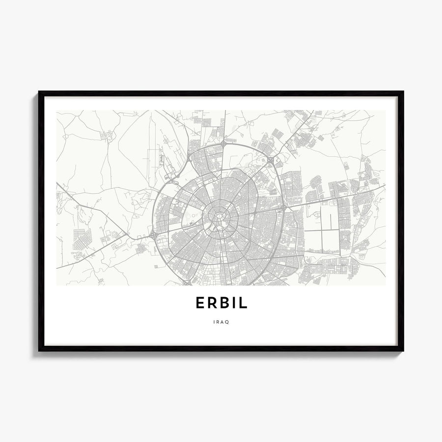 Erbil Map Poster, framed poster mockup