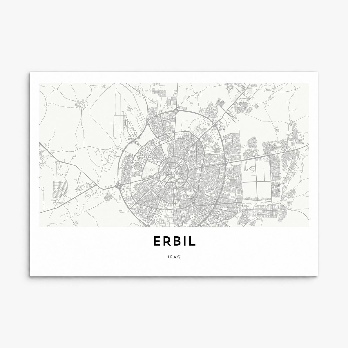 Erbil Map Poster, print only (unframed)