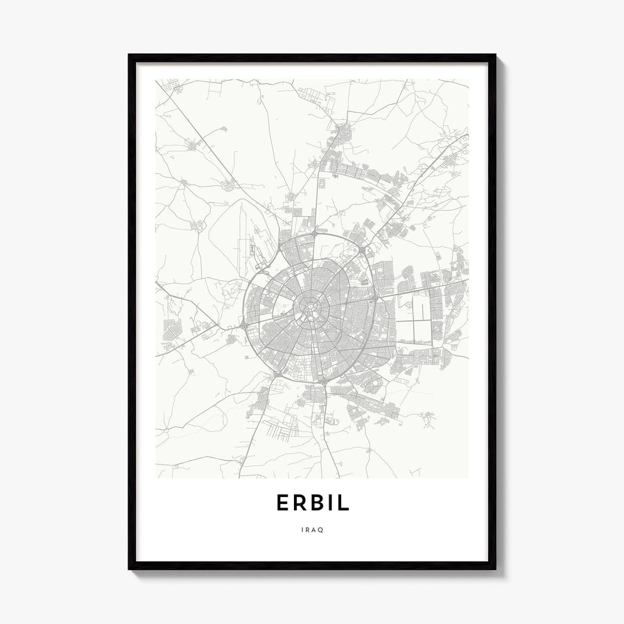 Erbil Map Poster, framed poster mockup