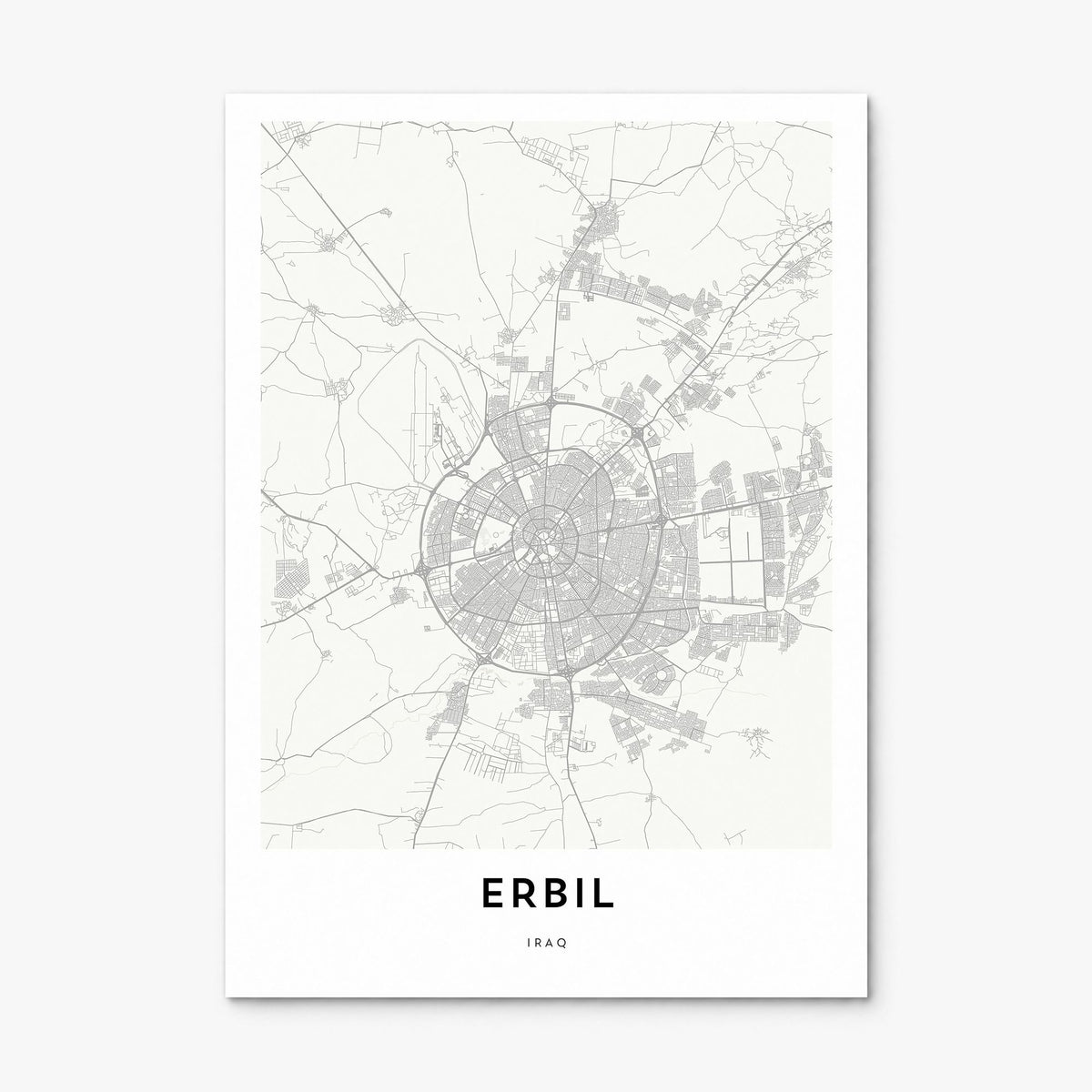 Erbil Map Poster, print only (unframed)