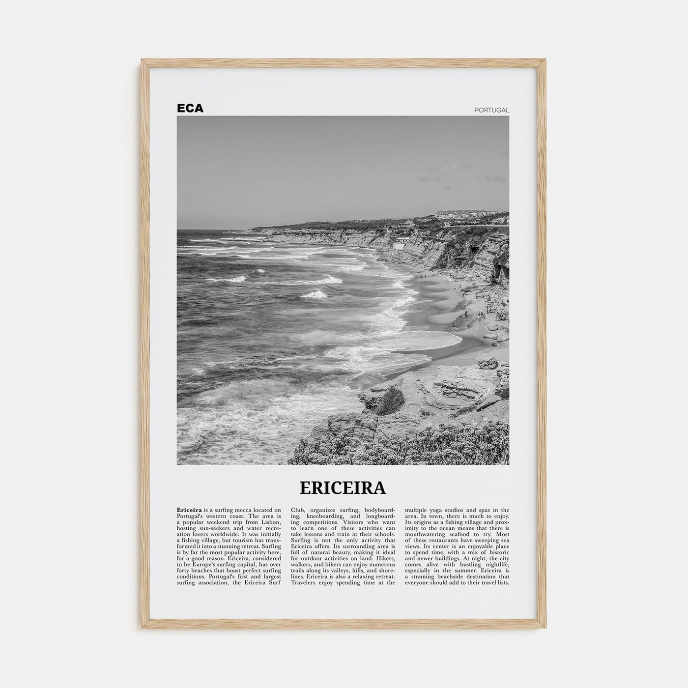 Ericeira Poster Natural Wood / 8x12 in Nbourhood Travel B&W Poster