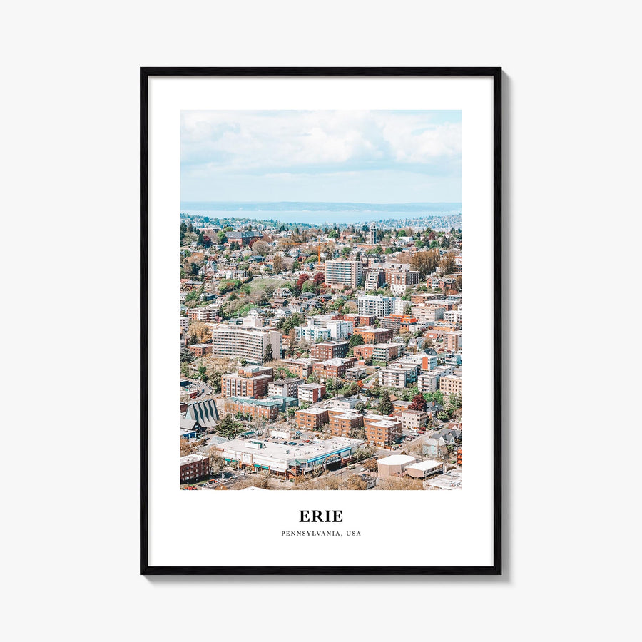 Erie colorful classic poster of Pennsylvania, USA – vertical wall art, unframed print shown in interior mockup