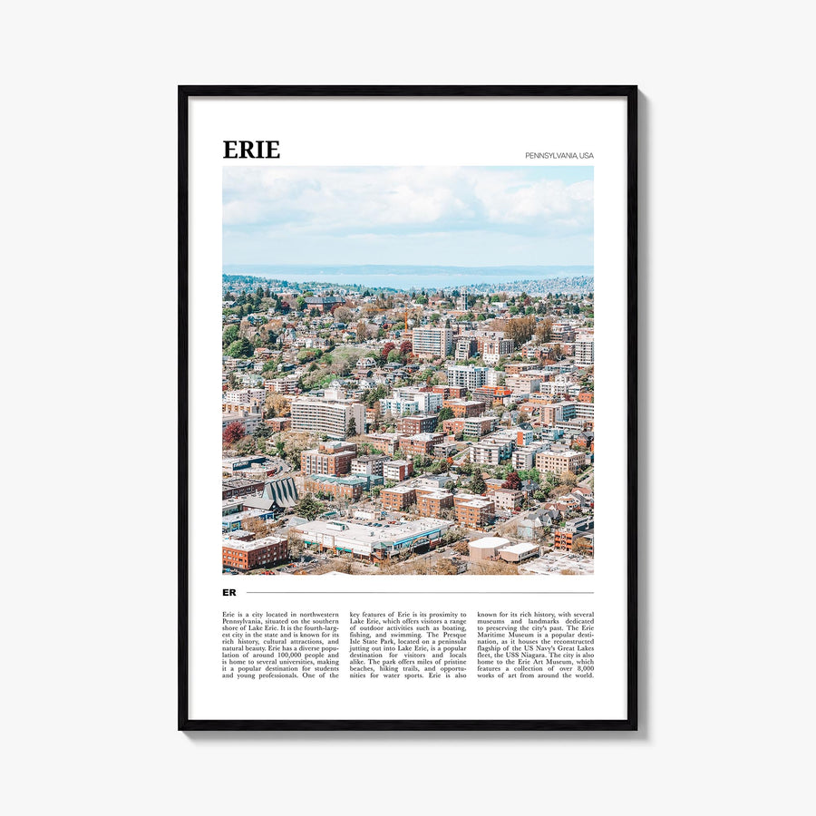 Erie colorful travel poster of Pennsylvania, USA – vertical wall art, unframed print shown in interior mockup
