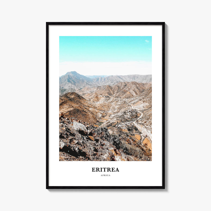 Eritrea colorful classic poster of Africa – vertical wall art, unframed print shown in interior mockup